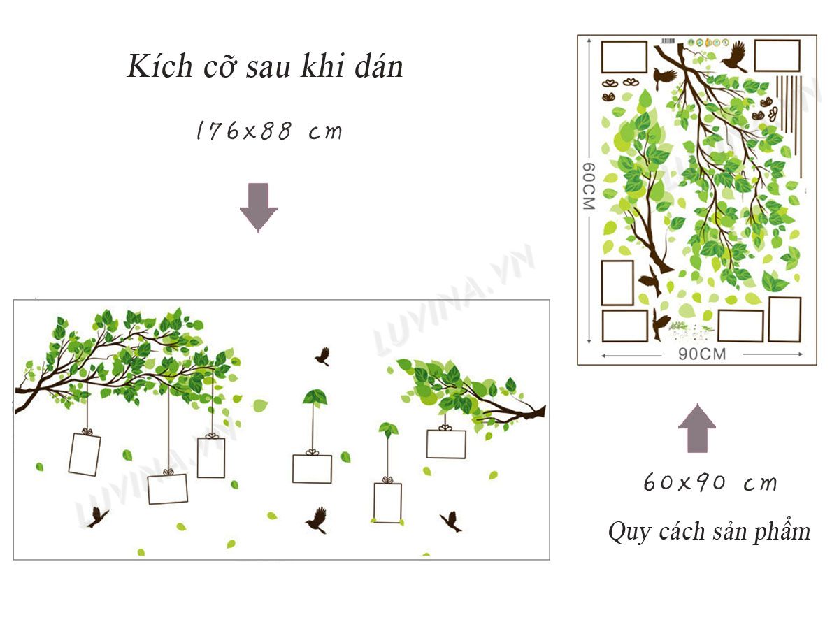 Decal dán tường Cây xanh và giàn cây - HP398