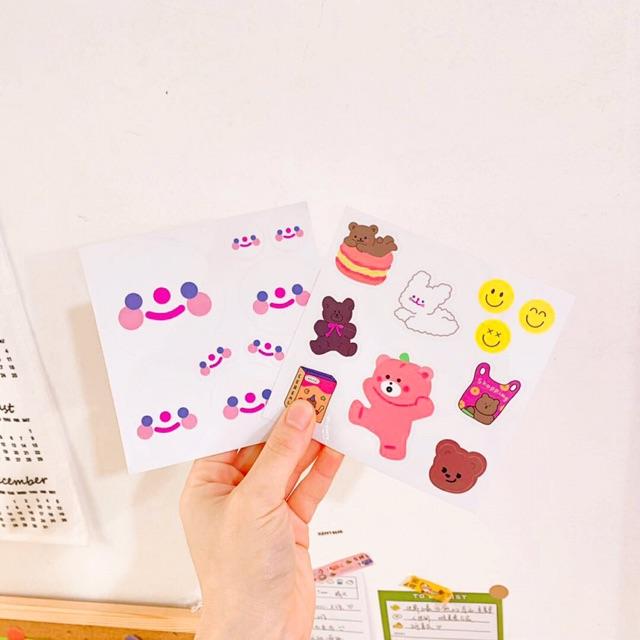Sticker dán trang trí MILKJOY - Nhãn dán thỏ Fluffy Rabbit - Sticker gấu Bear