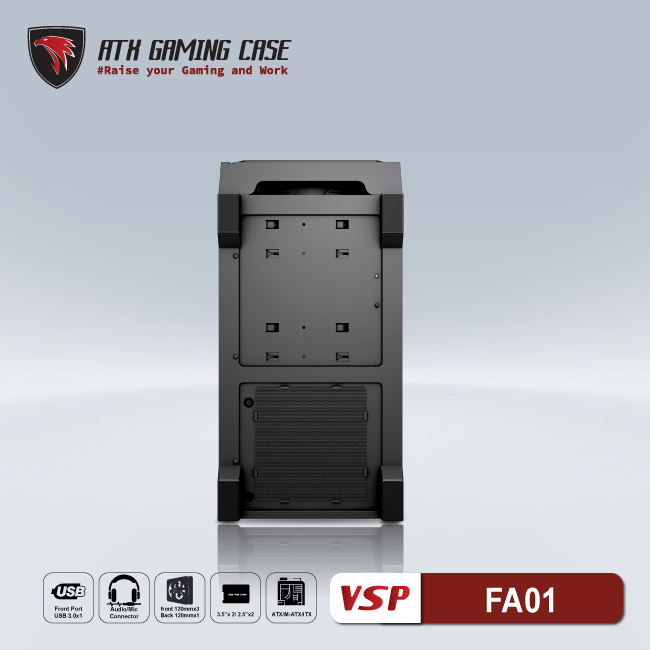 Vỏ máy tính Case VSP FA01 ~ Kính cường lực (Không FAN - ITX, MicroATX, ATX) - Hàng chính hãng TECH VISION phân phối