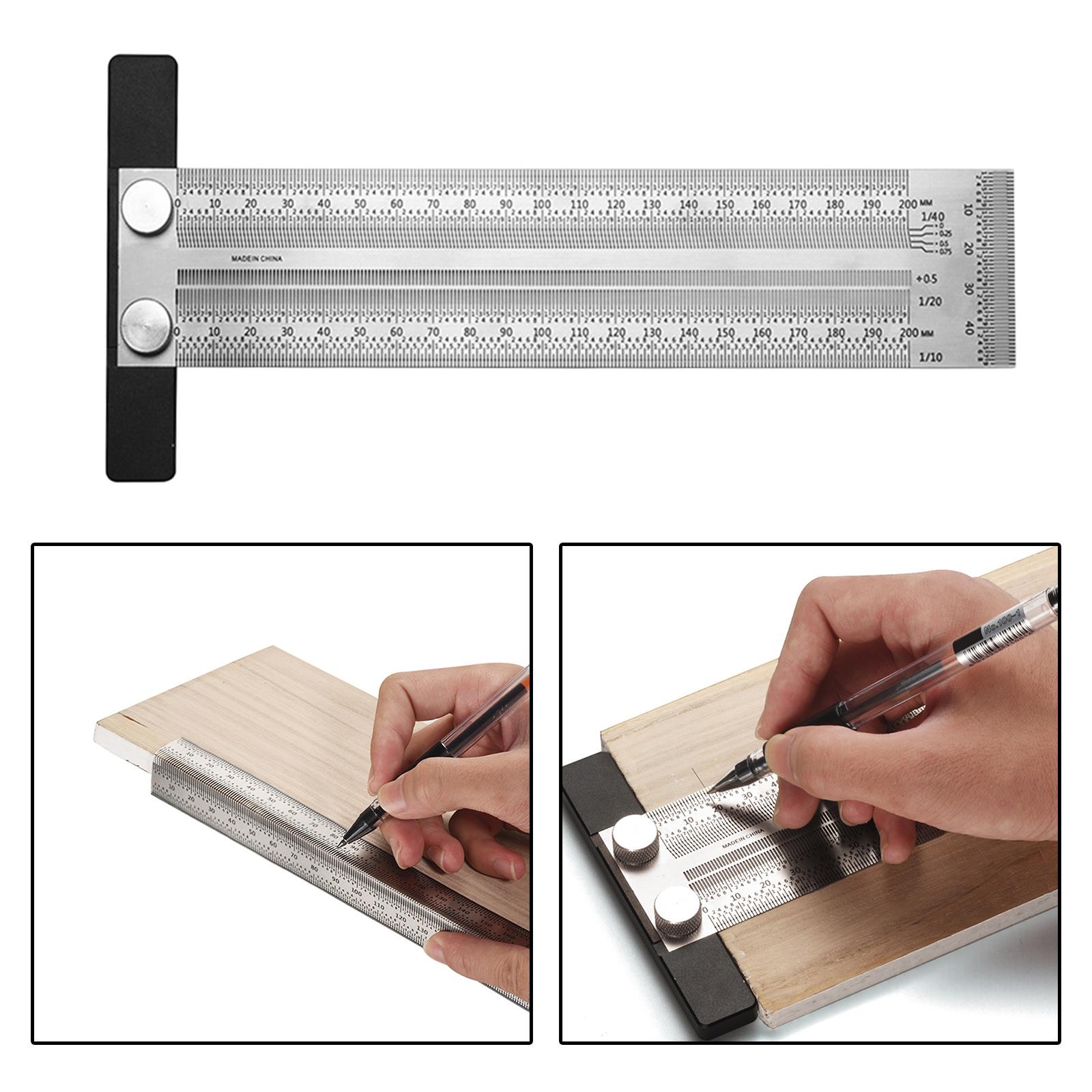 T Type Hole Scale Ruler Woodworking Scribing Mark Line Gauge Carpenter