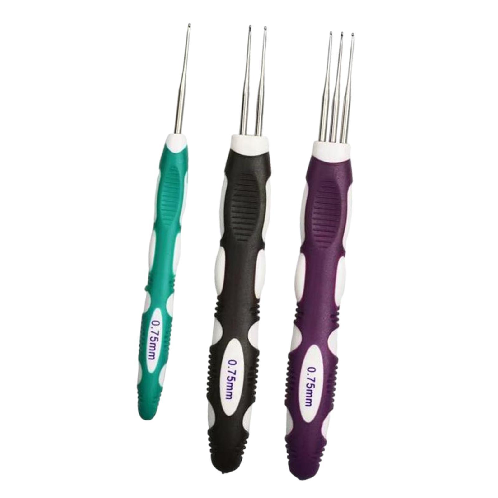 3x Dreadlock Crochet Pin Hair Making 1 Hook 2 Hook 3 Hooks Practical Hair Braiding Tool Hair Extensions Crochet Weaving Pin
