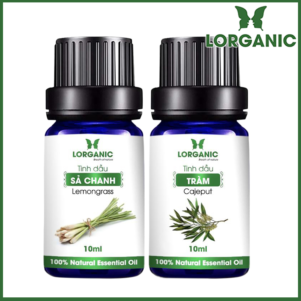 Combo Tinh Dầu Sả Chanh Lorganic + Tràm Gió Lorganic (10ml / Chai)