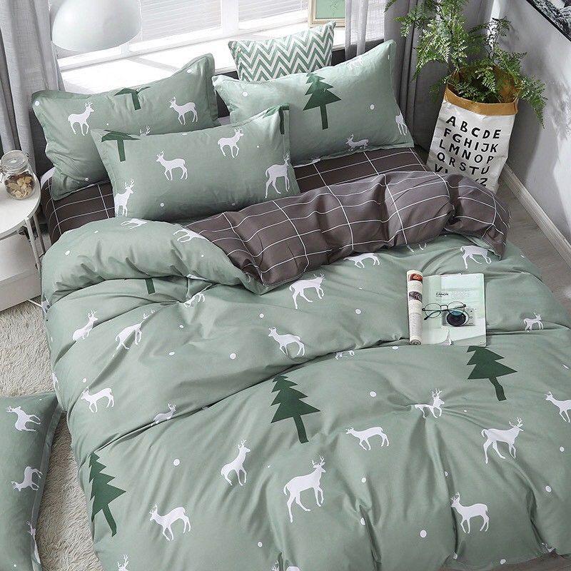 Combo Ga gối poly bộ ga gối cotton ngộ nghĩnh đáng yêu, bo chun drap ga giường
