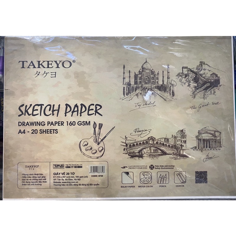 Giấy Vẽ Takeyo A4 20 tờ 8734