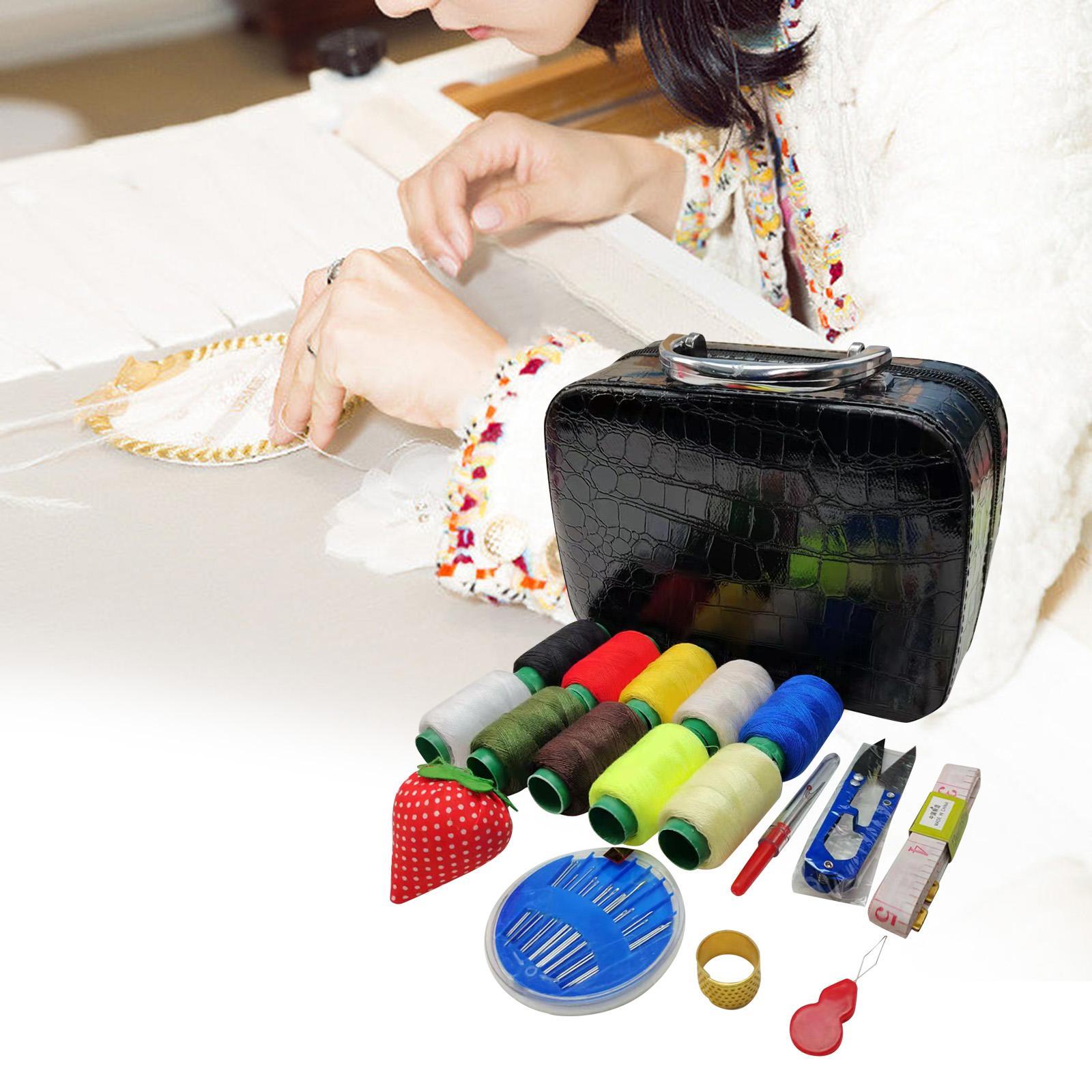 Sewing Supplies Organizer Sewing Accessories Storage Bag Exquisite Pins PU Leather Thread Sewing Box for Clothes Mending Embroidery Handwork