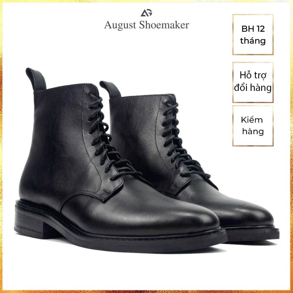 Giày da nam cao cổ buộc dây da bò nhập khẩu cao cấp handmade August Ankle boots AG07