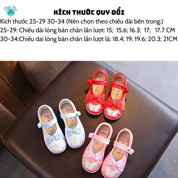 Giẩy Búp Bê Vải Thêu Hoa Xinh Xắn Cho Bé Gái (Từ 2 đến 10 Tuổi