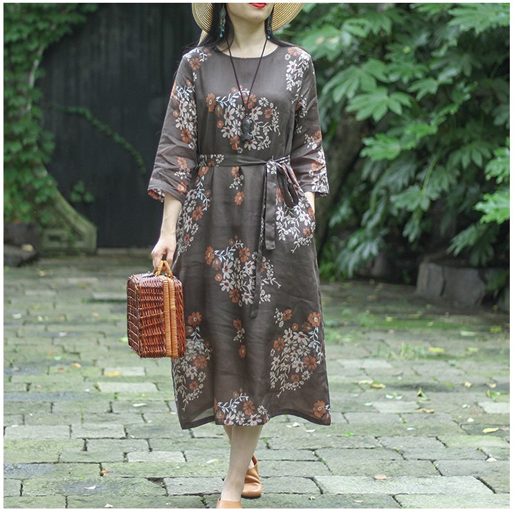 Váy Suông - Đầm Suông Form Rộng Thắt Eo,Hoạ Tiết Hoa Haint Boutique Da181