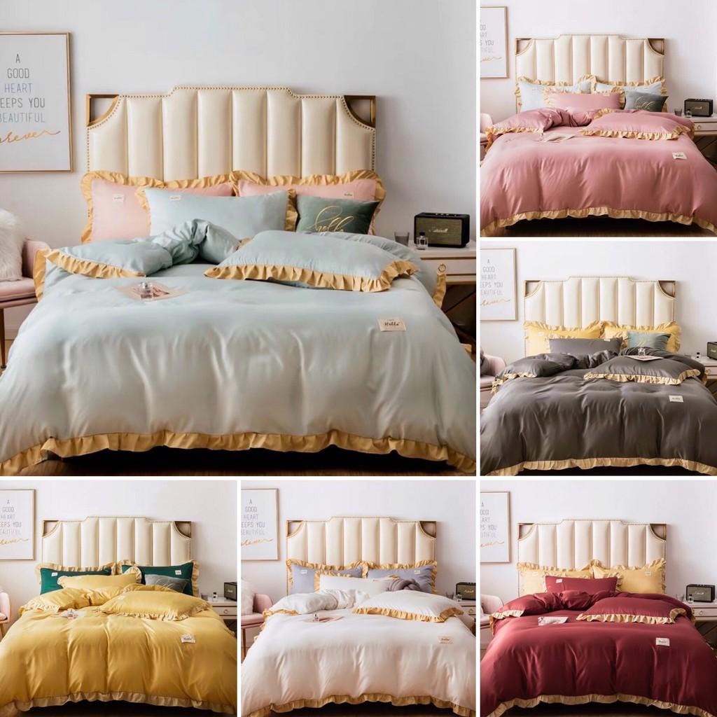 Bộ chăn ga gối Cotton Tici phối bèo dài M2T bedding chăn ga Hàn Quốc đủ màu đủ size miễn phí bo chun