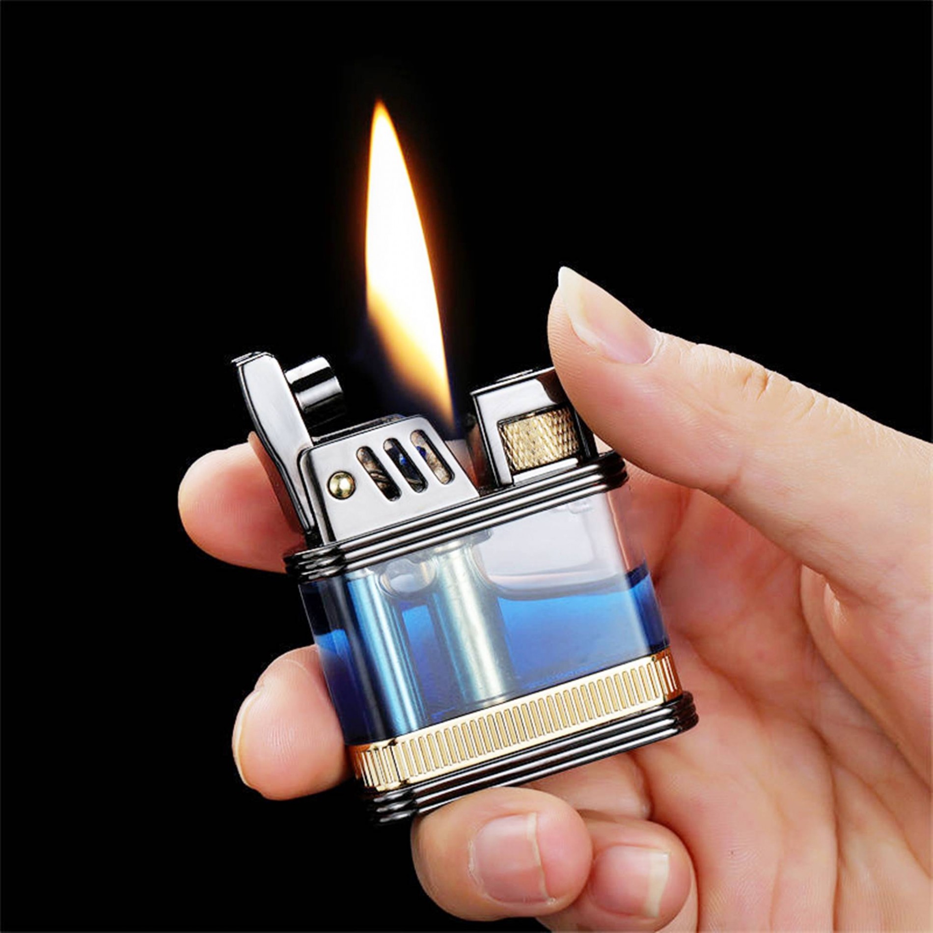 SET Bật lửa hột quẹt xăng lộ thiên Z716 tặng kèm chai xăng - xài xăng