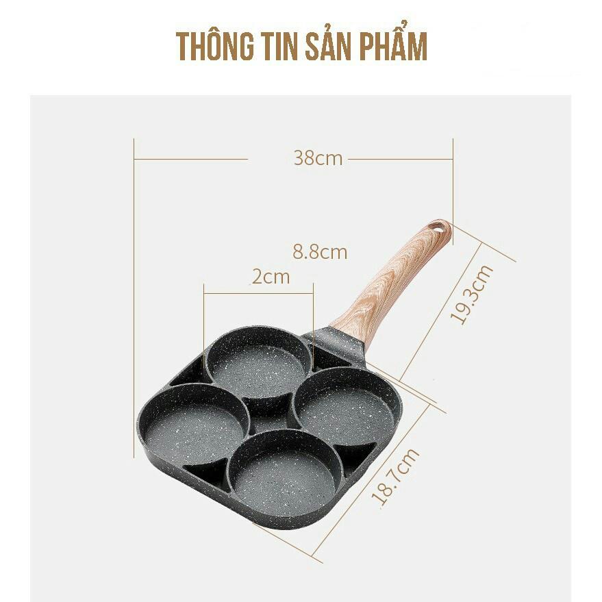 Chảo Chống Dính Bếp Từ,Chảo Chống Dính 4 Ngăn Chiên Rán Đa Năng Tiện Dụng Đế Cao Cấp Dùng Tất Cả Loai Bếp