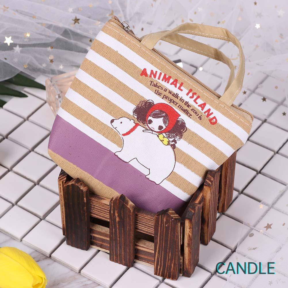 Túi Vải Canvas Khóa Kéo Đựng Tiền Xu Tiện Lợi