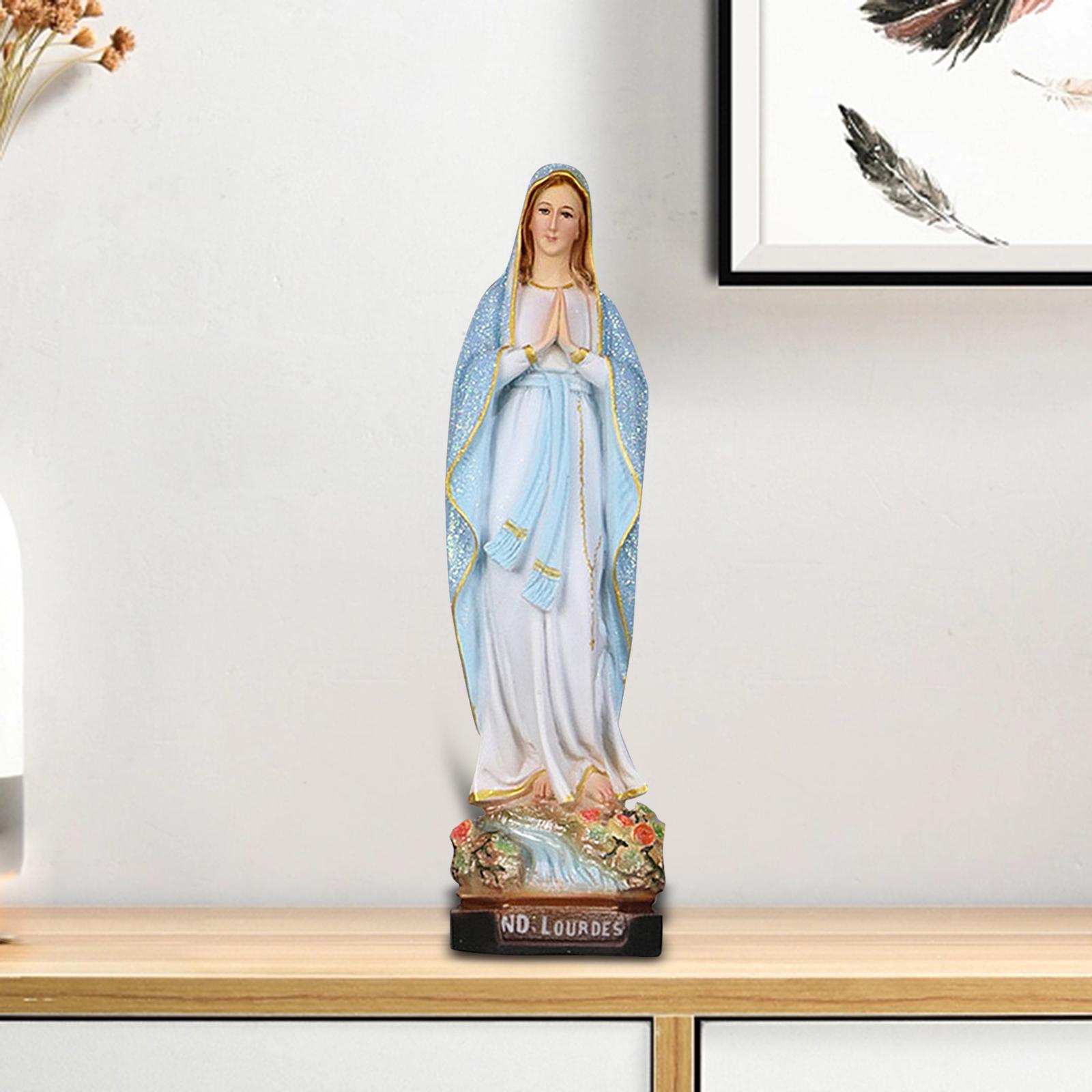 Mother Mary Figurine on Base Holy Statue for Bedroom