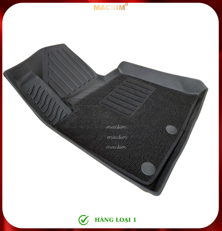 Thảm lót sàn ô tô 2 lớp cao cấp dành cho xe Hyundai Santafe 2014-2018 (sd) nhãn hiệu Macsim chất liệu TPE màu đen