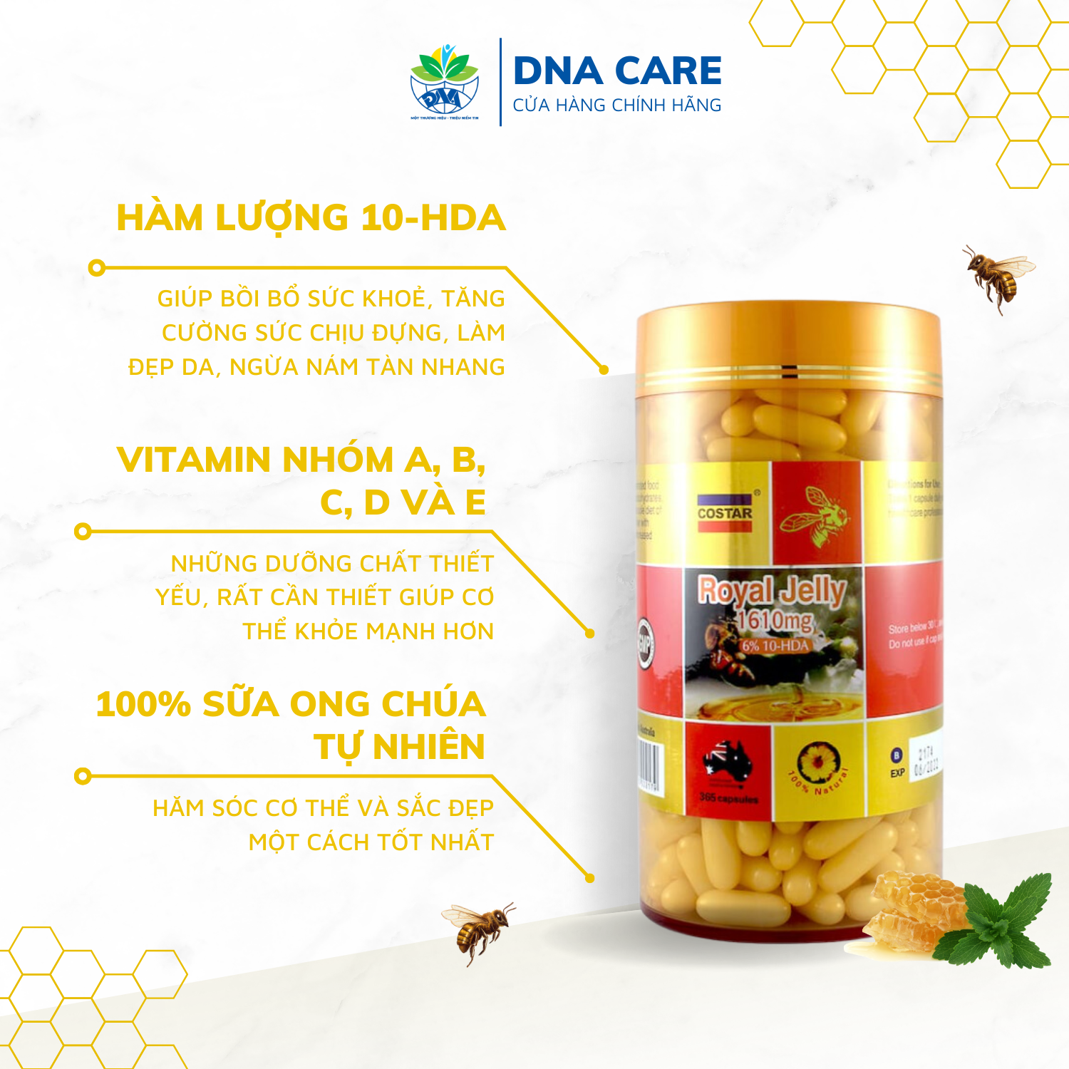 Viên uống sữa ong chúa Royal Jelly 1610mg hộp 365 viên