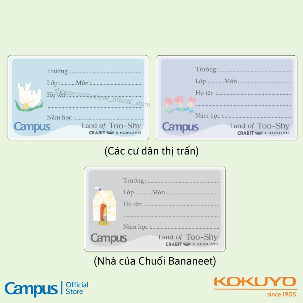 Combo 2 tập Nhãn Vở Campus Land Of Too Shy NT-18LTS - 36 chiếc