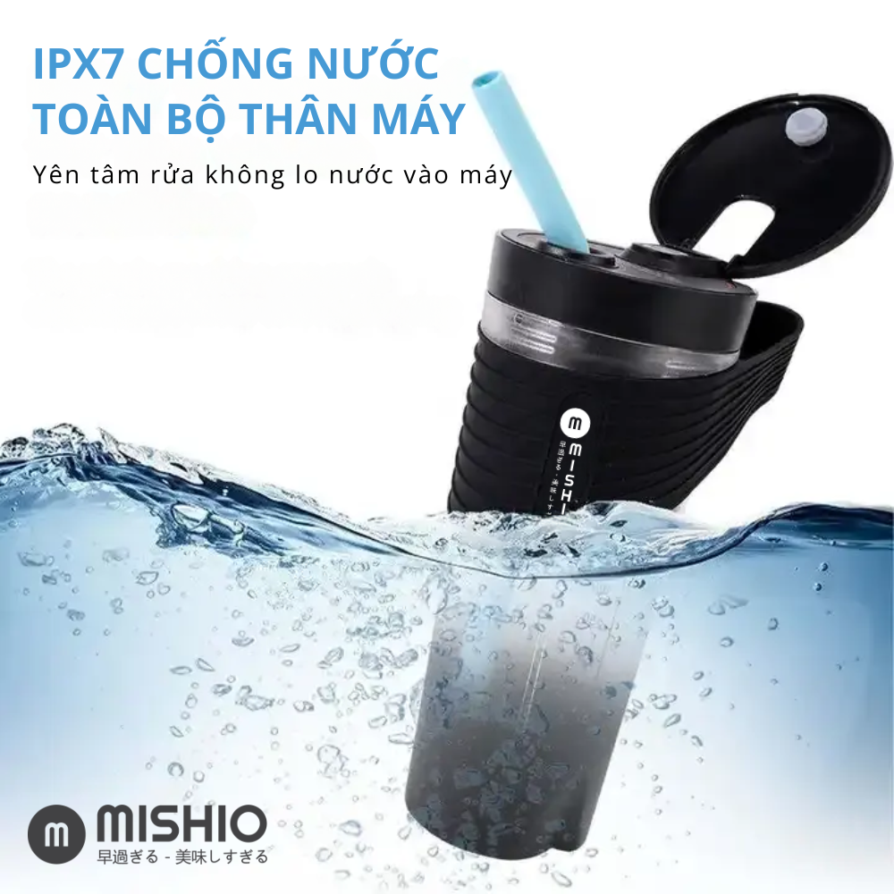 Máy xay sinh tố chạy pin 400ml Mishio MK371 cầm tay mang đi mọi nơi dễ dàng - Hàng chính hãng