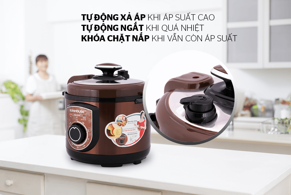 Nồi áp suất điện đa năng SUNHOUSE SHD1550 cà phê - Hàng chính hãng