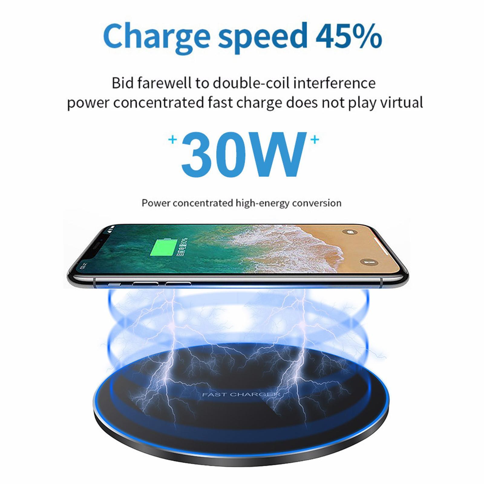 2X  Slim Qi Wireless Charger 30W Max Pad Station for iPhone 12 X black