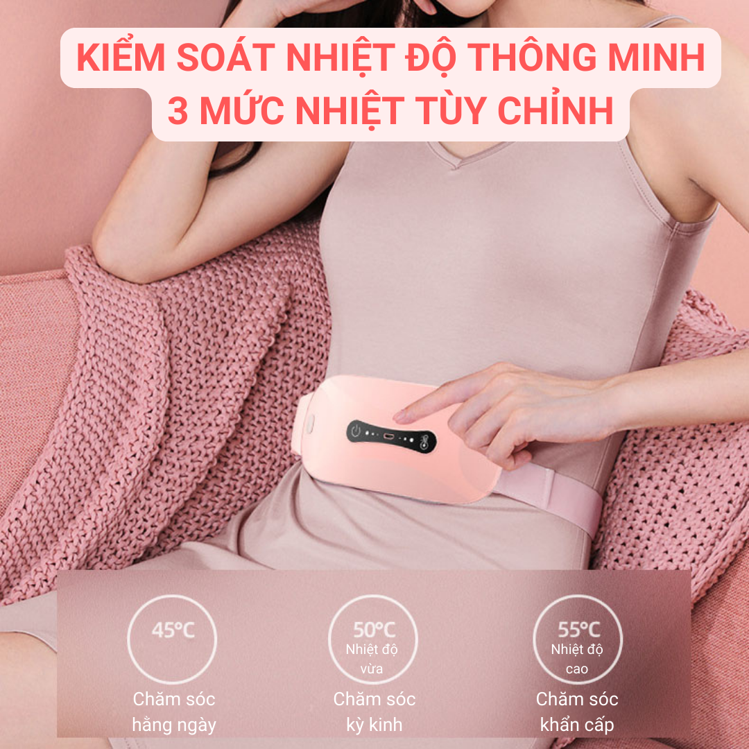 Máy Làm Ấm Giảm Đau Bụng Kinh, Đai Chườm Nóng Bụng Kinh Massage Giảm Đau Cho Phụ Nữ Đến Kỳ Kinh Nguyệt