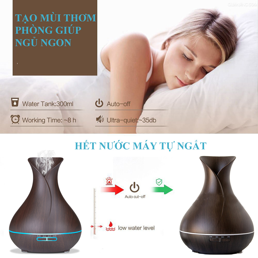 [Hàng Chính Hãng] Máy Xông Tinh Dầu Phun Sương Tạo Ẩm Tuy Lip Dung Tích 550ml Có Điều Khiển , Chế Độ Hẹn Giờ 1h/3h/6h/on Đèn Led 7 Màu Phun Sương Tạo Âm Trong Phòng Điều Hòa