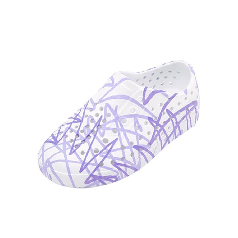 Giày Lười Trẻ Em NATIVE Jefferson Print Junior - Shell White/ Shell White/ Lavender Burst Doodle