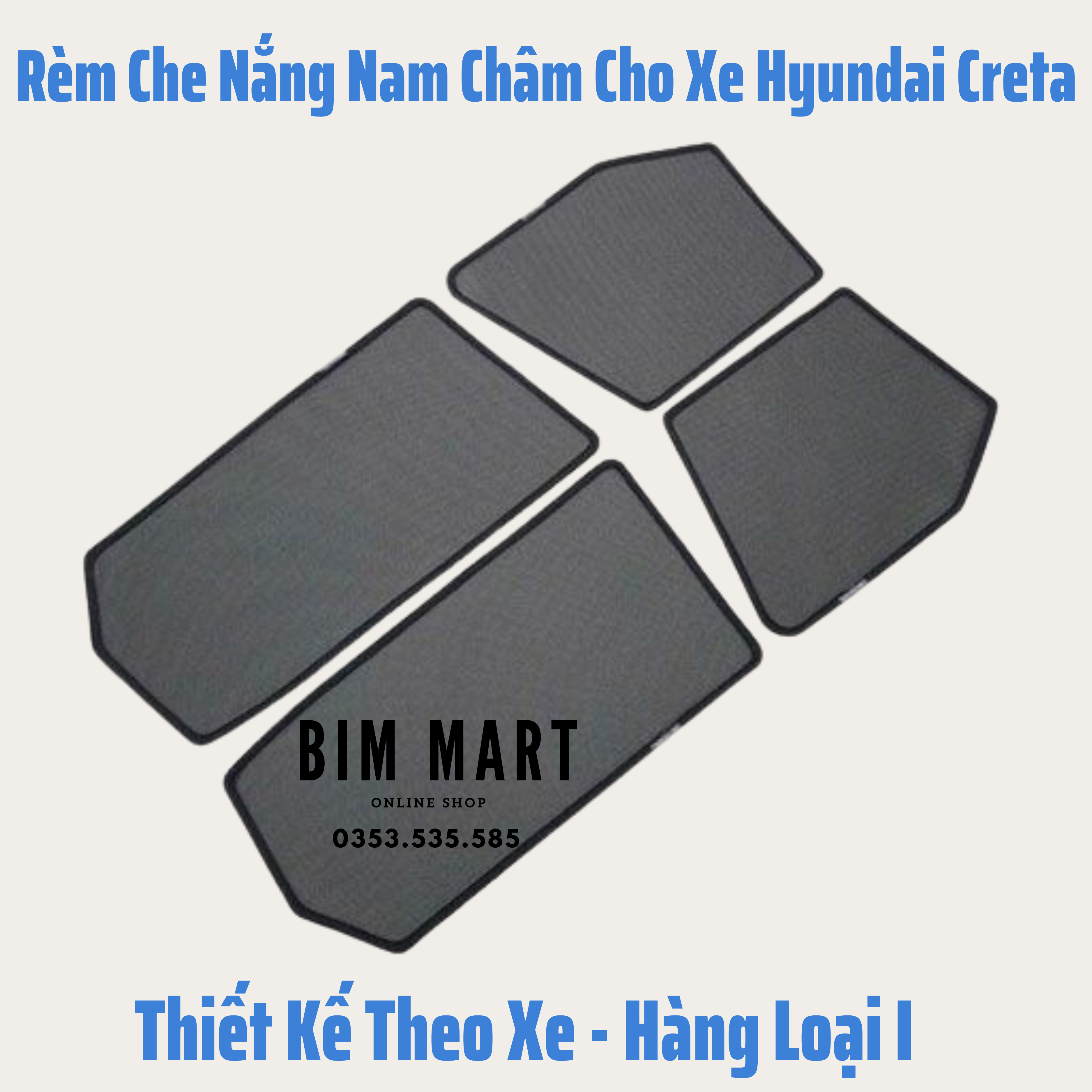 Rèm che nắng nam châm dành cho xe Hyundai Creta 2022 2023 - Bộ 4 tấm chắn nắng chuẩn form xe, nam châm hút mạnh