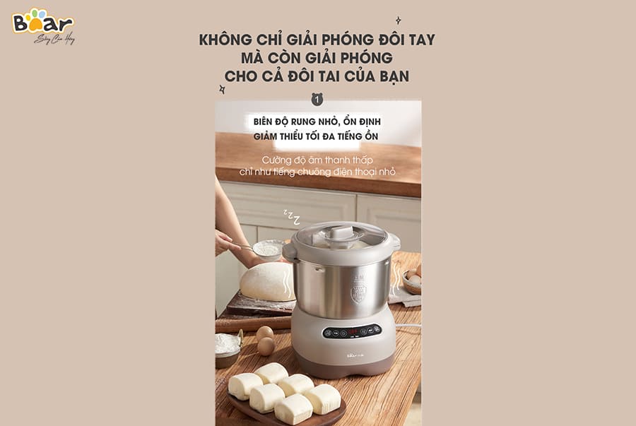 Máy Làm Bánh Mỳ, Máy Trộn Bột Ủ Bột Lên Men Tự Động BEAR HMJ-A70C1 Chống Dính Bột Dung Tích 7 Lít Công Suất 250 W - Bản Nội Địa