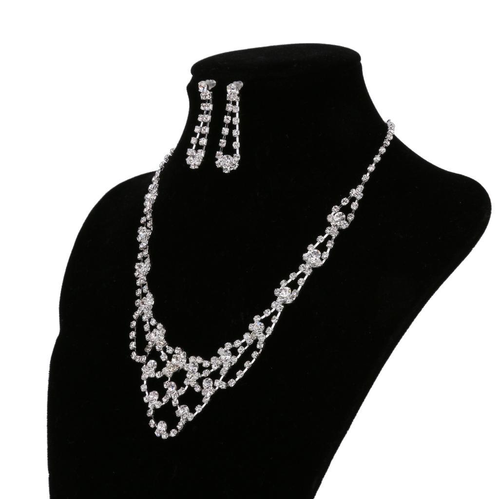 1 Necklace Earrings Set in Rhinestone Silver Alloy Bridal Pendent Jewelry