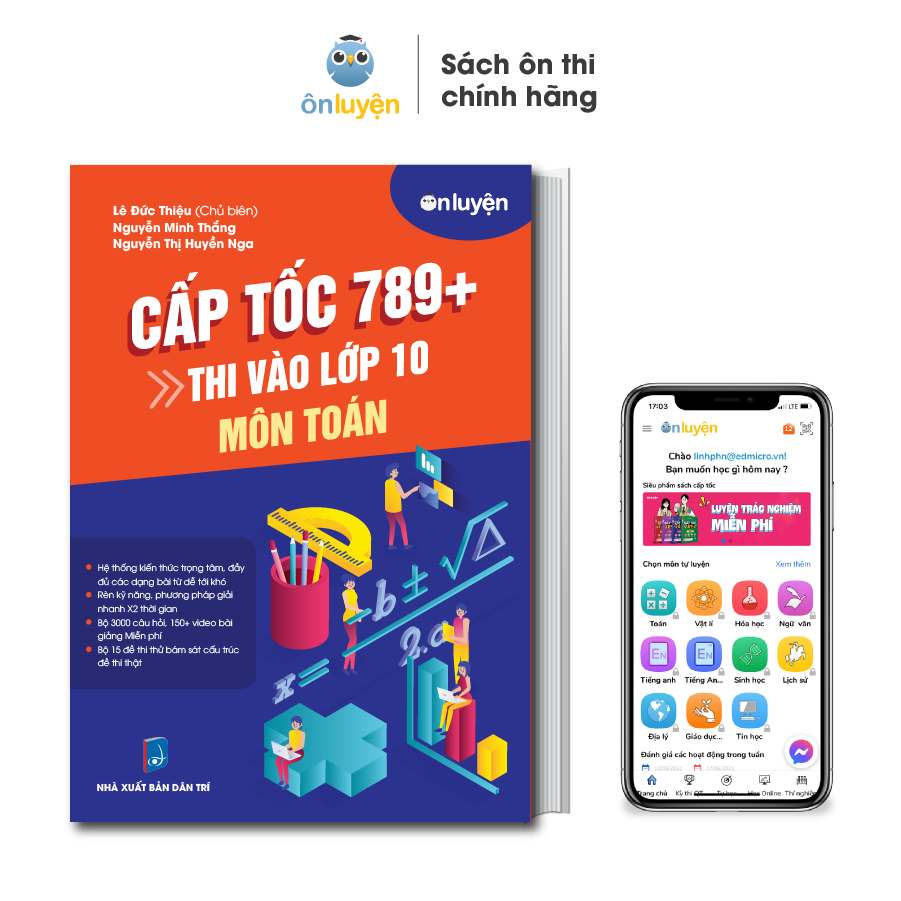 Sách thi vào 10 - Combo 3 cuốn Cấp tốc 789+ môn Toán, Văn, Anh