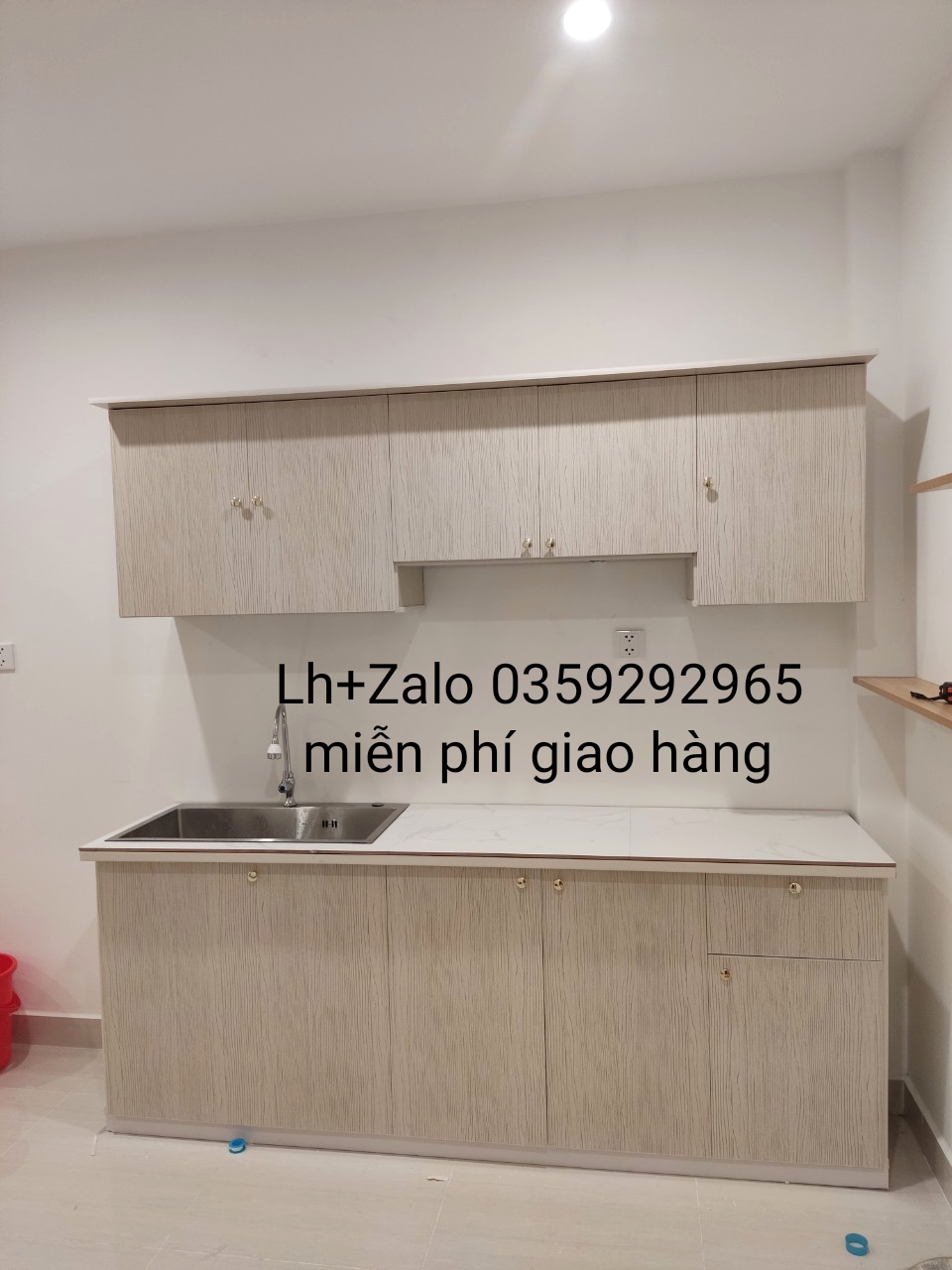 Bộ tủ bếp mini nhựa đài Loan ốp mặt gạch