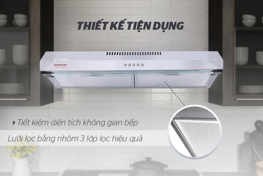 Máy hút mùi vỏ inox Sunhouse SHB6118I - Hàng Chính Hãng