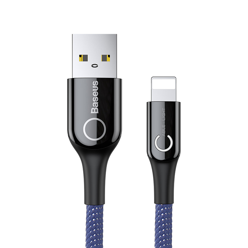 Cáp sạc iPhone Baseus C-shaped Light Intelligent power-off Cable Blue CALCD-03 - Hàng chính hãng