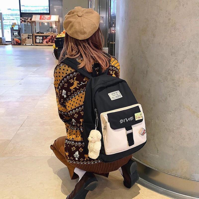 Balo ulzzang nữ đi học chống nước đựng laptop, sách vở Hàn Quốc