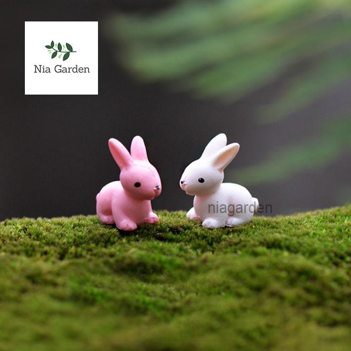 Phụ kiện thỏ con trang trí terrarium, chậu cây cảnh