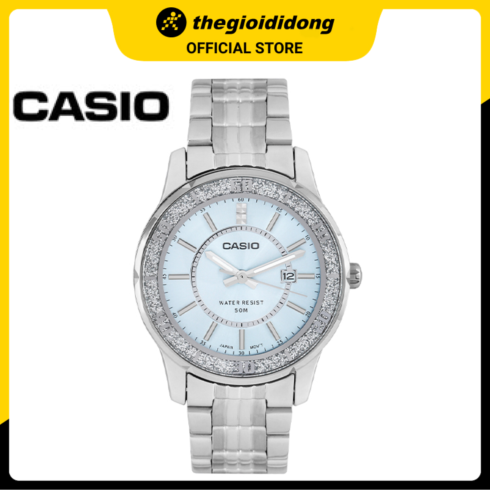 Đồng hồ Casio Pin Nữ dây Kim loại kính Cứng LTP-1358D-2AVDF