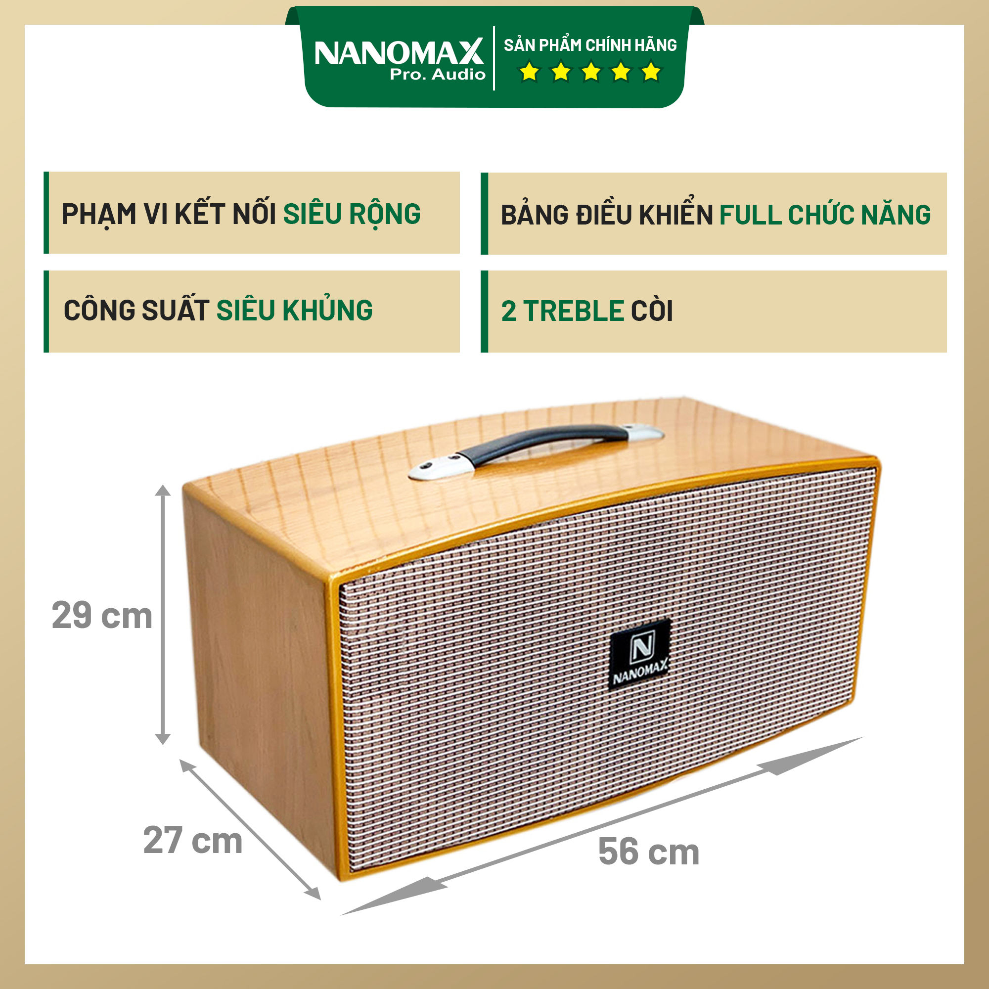 Loa Karaoke Xách Tay Nanomax X-220 Bluetooth Bass Đôi 20cm Công Suất