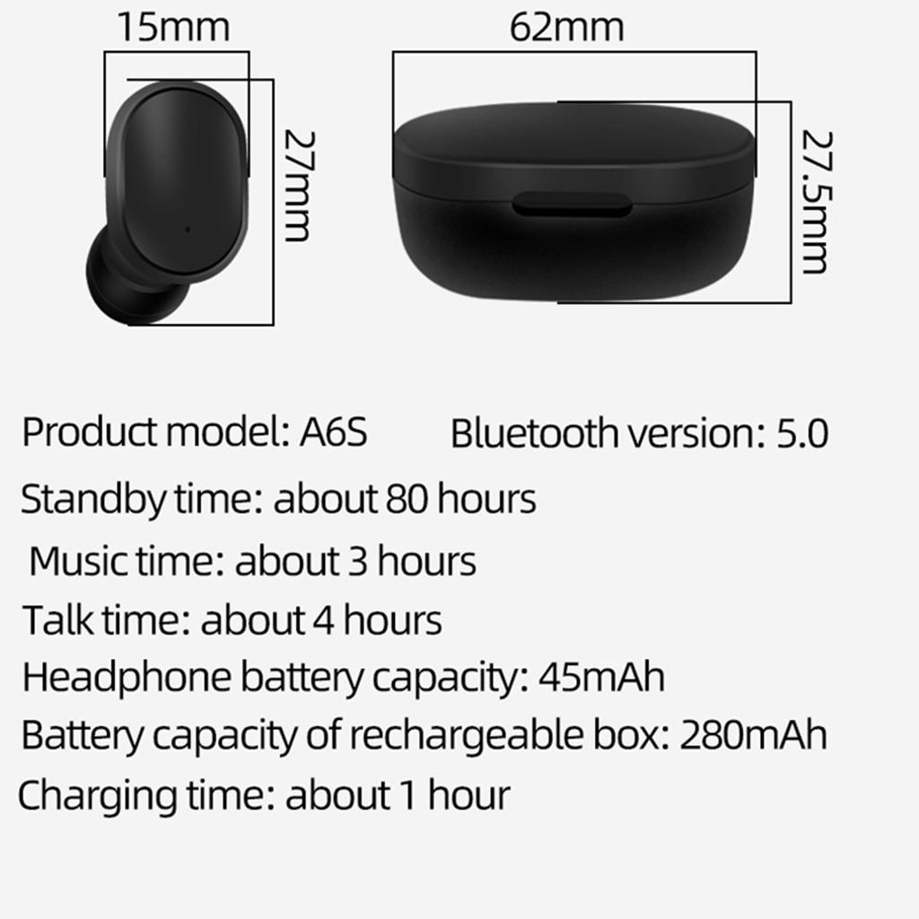 4xA6S Headset Bluetooth5.0 Earphone Headphone Stereo Black