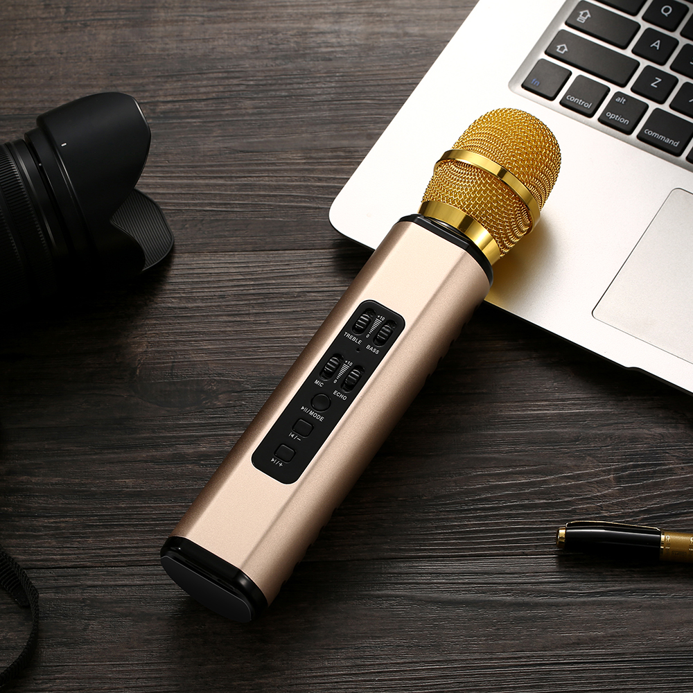 Micro Karaoke Bluetooth không dây đa chức năng Đôi loa kép Mic hát Karaoke di động thông minh cho điện thoại di động - Hàng Chính Hãng PKCB