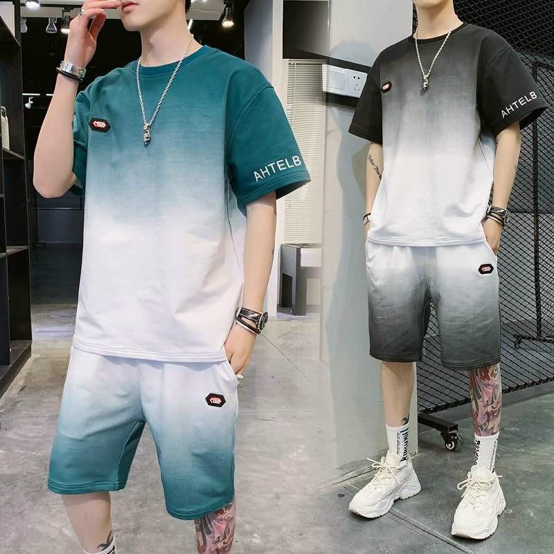 Set Đồ Thun Nam Thể Thao Mùa Hè Loang màu Kiểu Dáng Năng Động Hàn Quốc thích hợp đi chơi mặc nhà