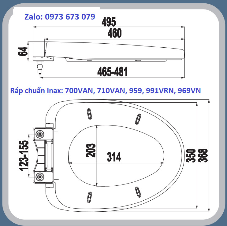 Nắp Bàn Cầu Inax 504-702-700-710-808-900, Nắp Thay Thế Rơi Êm Dày