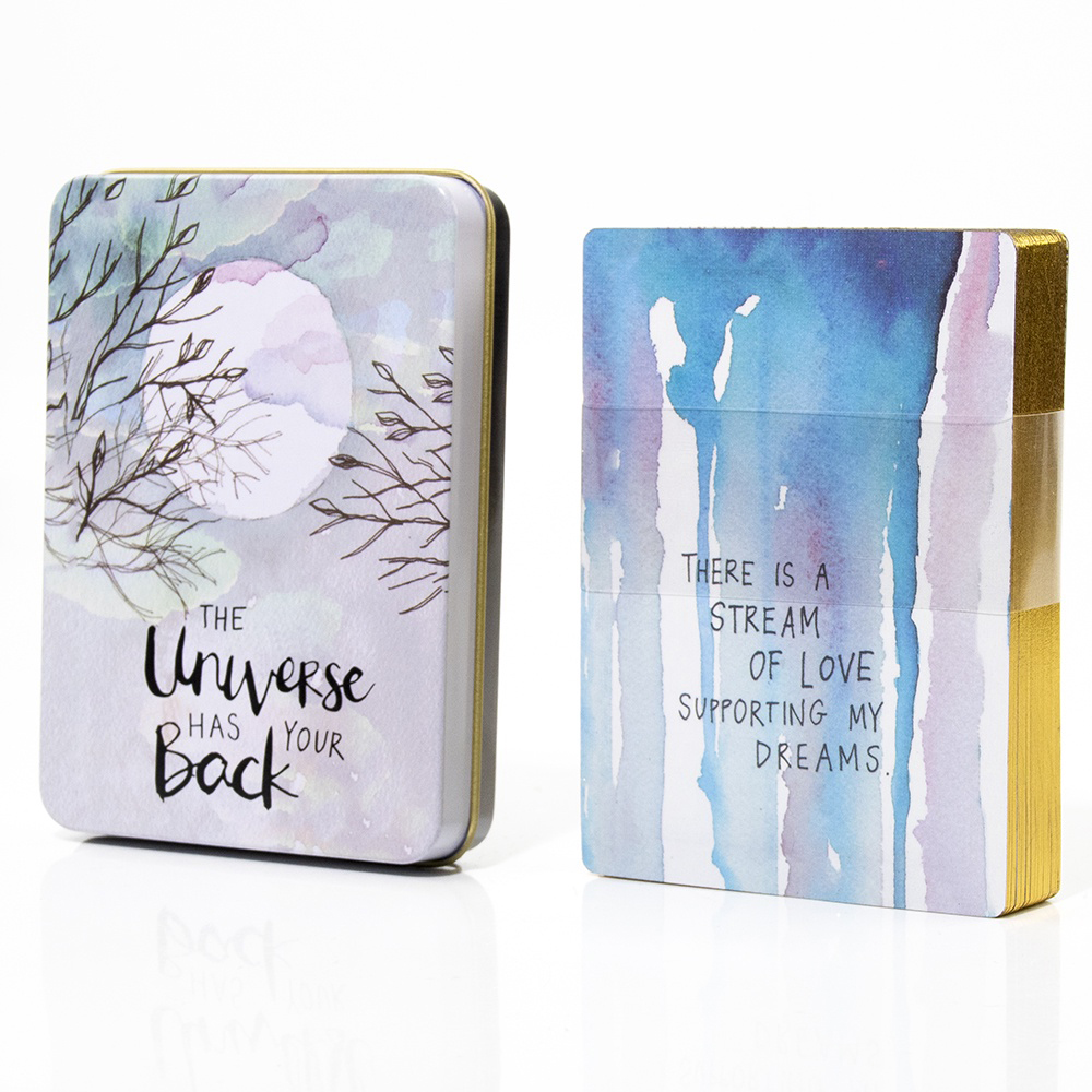 Bộ Bài Universe Has Your Back Oracle Hộp Thiếc Mạ Cạnh Vàng 52 Lá