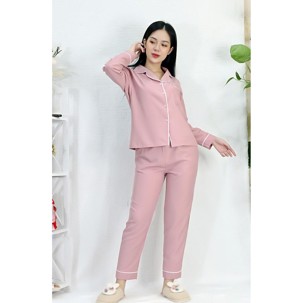 Bộ đồ bộ Pijama màu HỒNG tay dài quần dài - Thoải Mái Nhẹ Nhàng