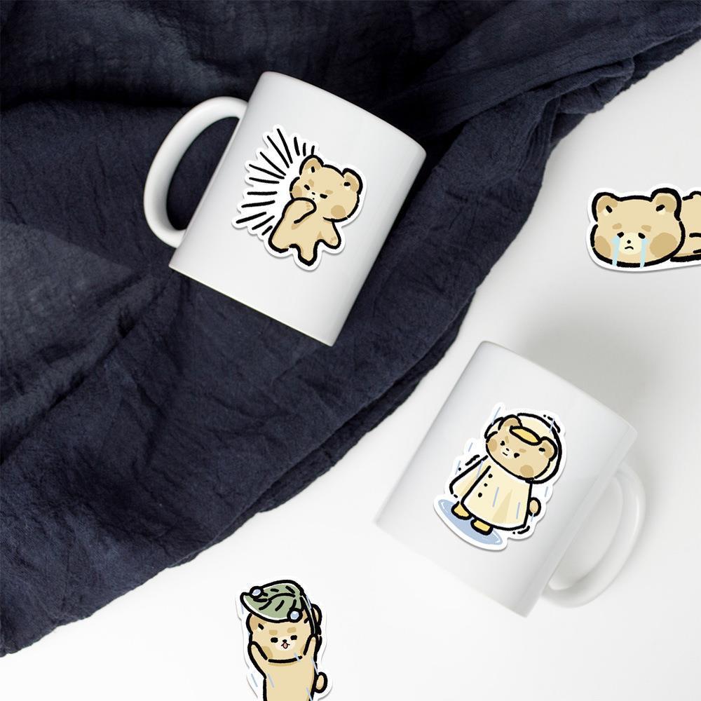 Sticker gấu nâu nhạt hoạt hình cute trang trí mũ bảo hiểm, guitar, ukulele, điện thoại, sổ tay, laptop-mẫu S40