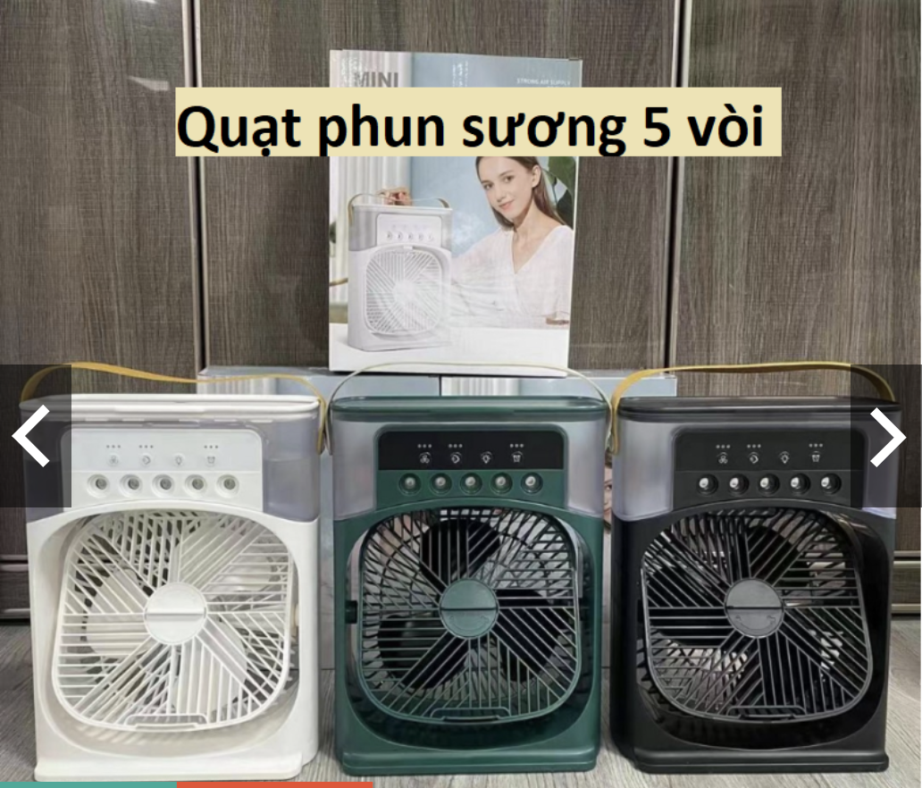 Quạt Điều Hoà Mini Để Bàn, Quạt Phun Sương, Quạt Hơi Nước Tạo Độ Ẩm Sạc Tích Điện 3 Cấp Độ Gió 300ml