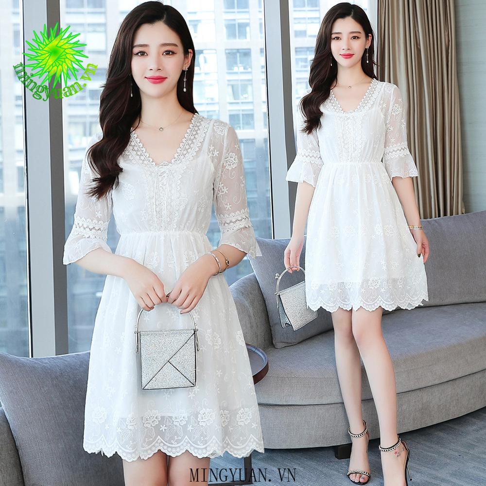 Đầm Voan Hai Dây In Họa Tiết Hoa Trang Nhã Dành Cho Nữ