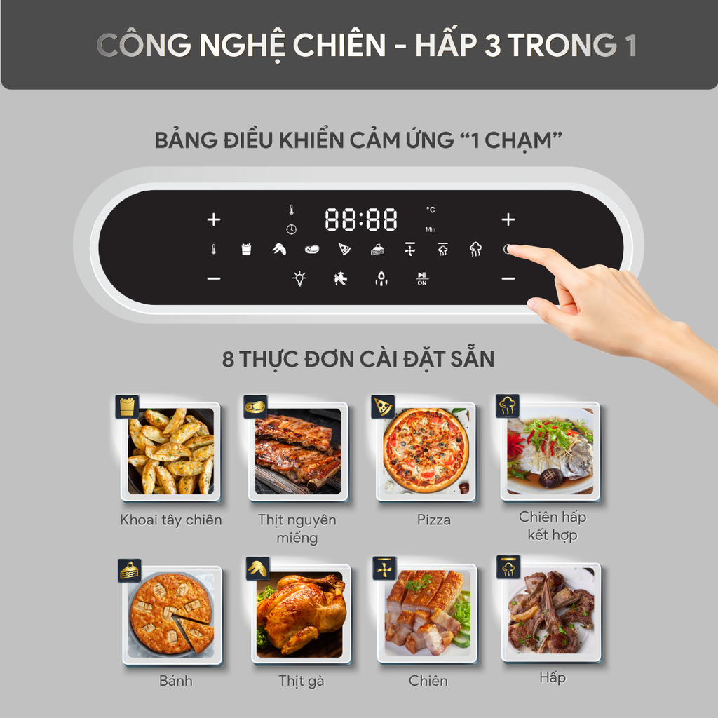 Nồi Chiên Không Dầu Kết Hợp Chức Năng Hấp BlueStone  AFB-5895 (24 Lít) - Hàng chính hãng