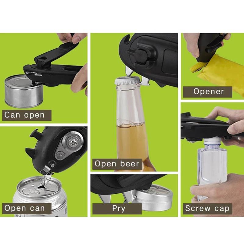 8 In 1 High Quality Metal Cans Opener Professional Ergonomic Manual Wine Beer Bottle Jar Can Opener Side Cut Manual Can Opener