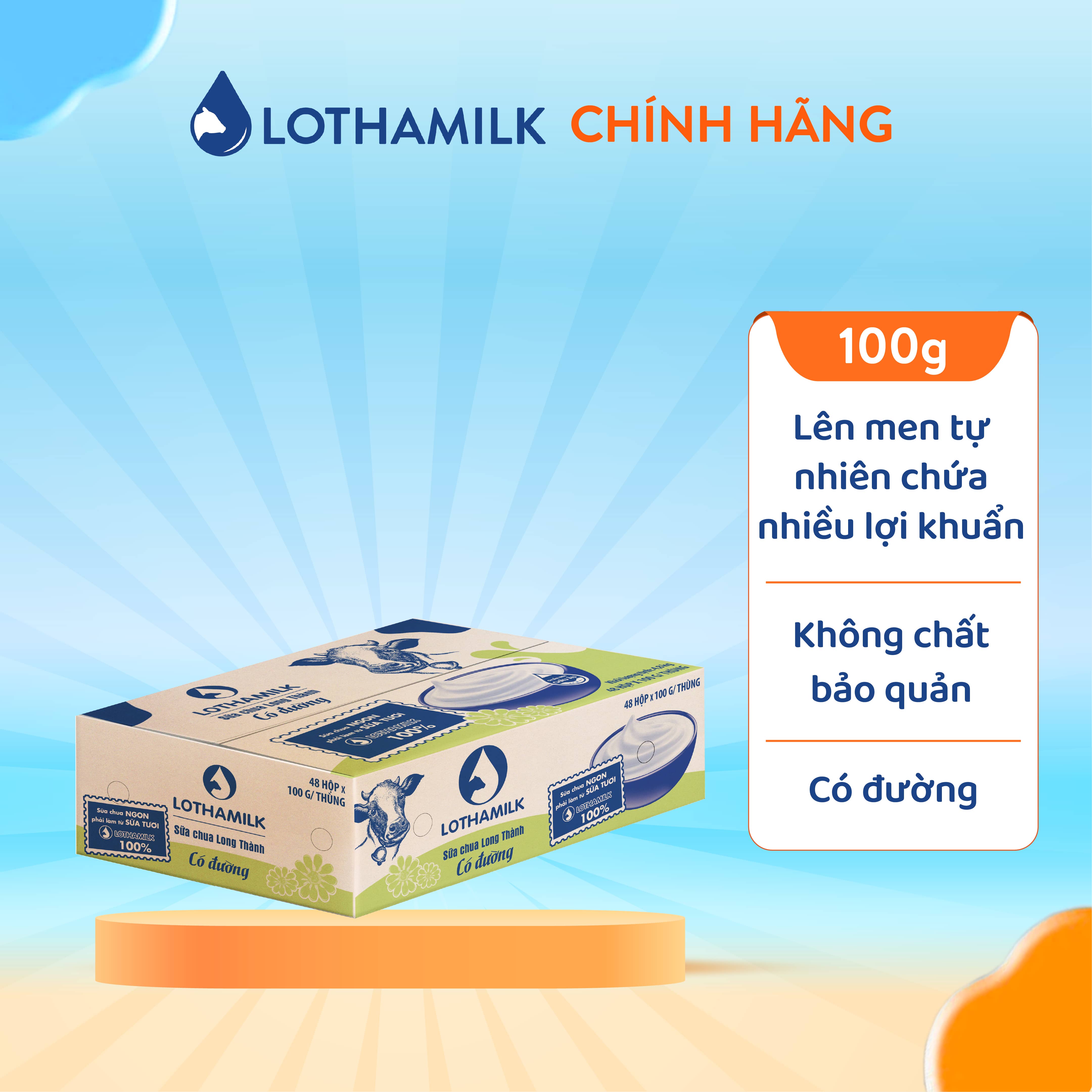 Thùng 48 hộp sữa chua ăn Lothamilk 100g