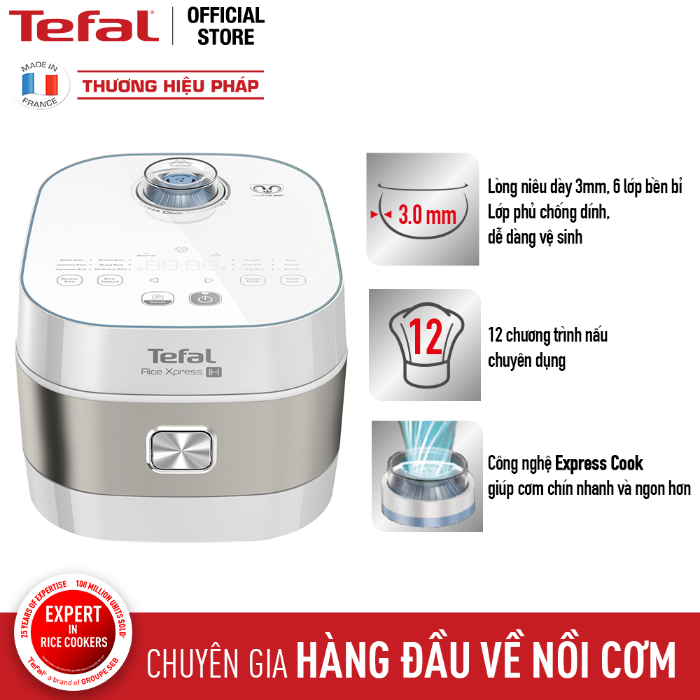 Nồi cơm điện tử cao tần Tefal 1.5L - Thương hiệu Pháp - RK762168- Hàng chính hãng